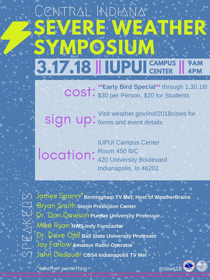 JayFarlowWx's tweet photo. #CISWS update: I just learned that my preso time has been cut a bit, because the symposium just added another fabulous speaker! Not at liberty to say who (watch for announcement from @Indy_AMS), but I can say it's someone who, like @spann, you won't want to miss https://t.co/0K0UYRTByr