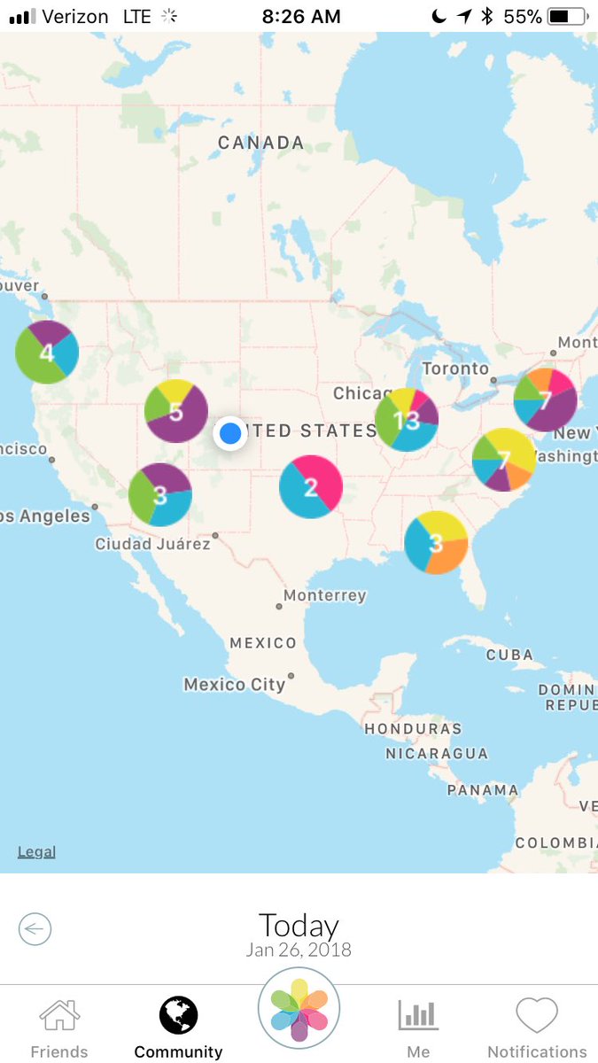 EmpathApp's tweet photo. Feature Update! We’ve updated our Community View to consolidate posts by region so you can see trends in how people near you are feeling. Download the new version of Empath and check it out! https://t.co/YvEN3N2daC https://t.co/6GBX3RoycX