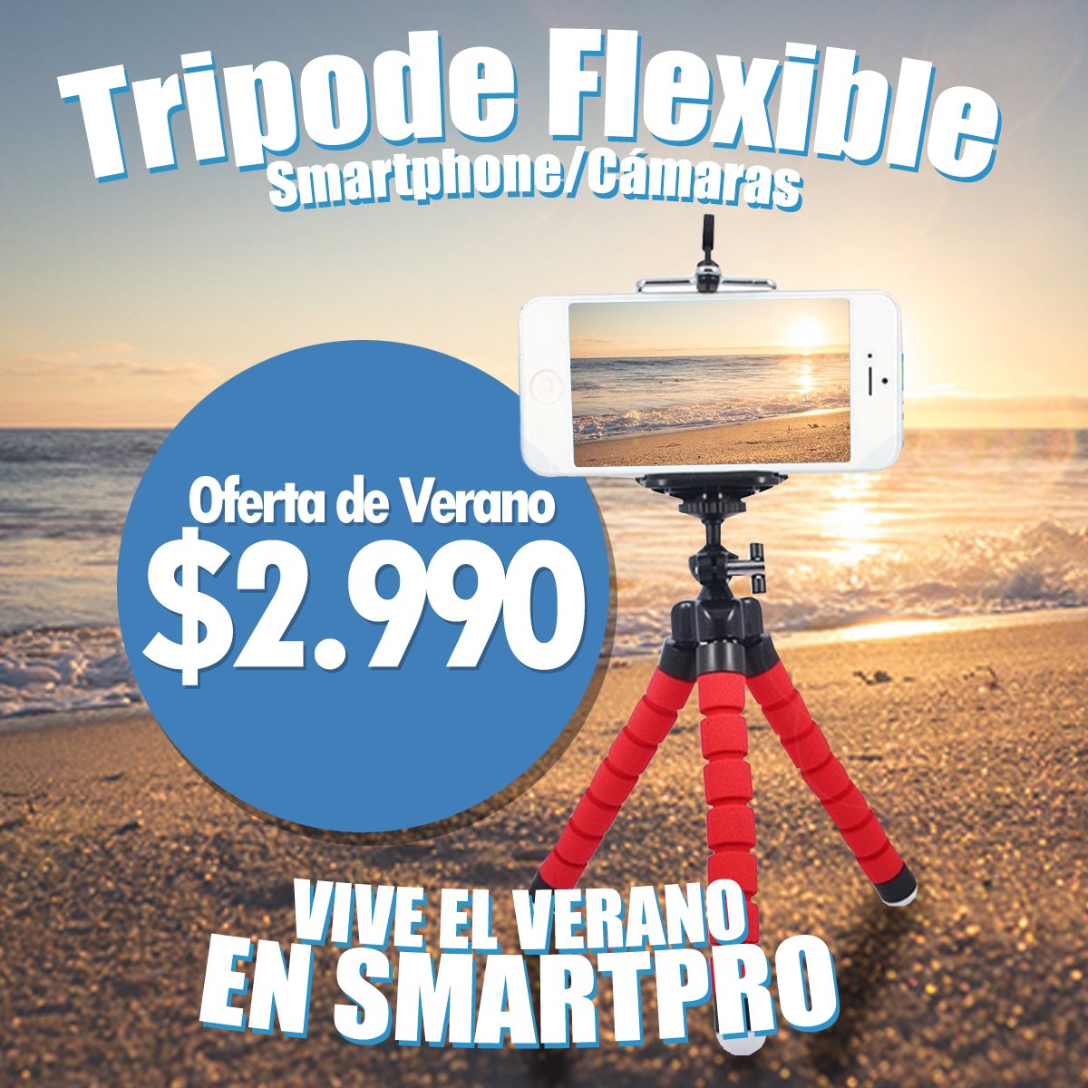 SmartproChile's tweet photo. ¡Tripode Flexible  por solo 2.990!
Este verano es junto a #Smartpro 
Av. Providencia 1610. Metro Pedro de Valdivia. https://t.co/pk2q5nnk2Y