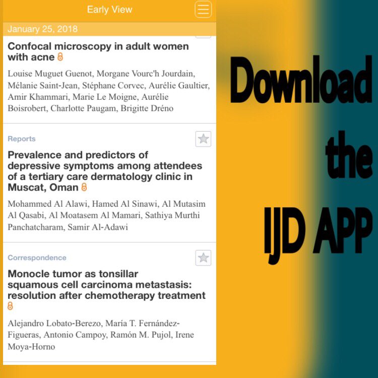 IntSocDerm's tweet photo. Download our app for the latest in Dermatology research! Available in the App Store and for Android #app #dermatology #technology #journal #intjd #intsocderm #knowledge #mustread https://t.co/w61rAG3nyw