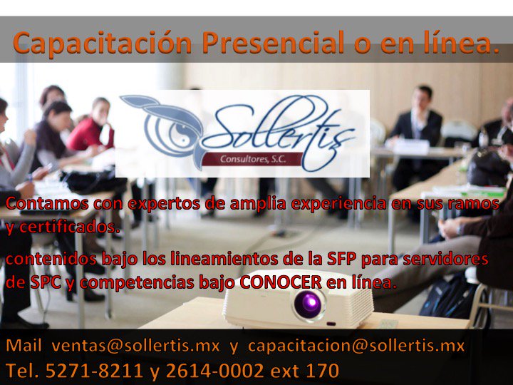 sollertis_c's tweet photo. Si eres Instructor o facilitador de cursos, tenemos la mejor opción de certificación, con reconocimiento de la SEP.
Iniciamos capacitación para curso en Febrero en las competencias EC0301 y EC0217 Diseñador de cursos e impartición de cursos. https://t.co/JyY7vLB2PT