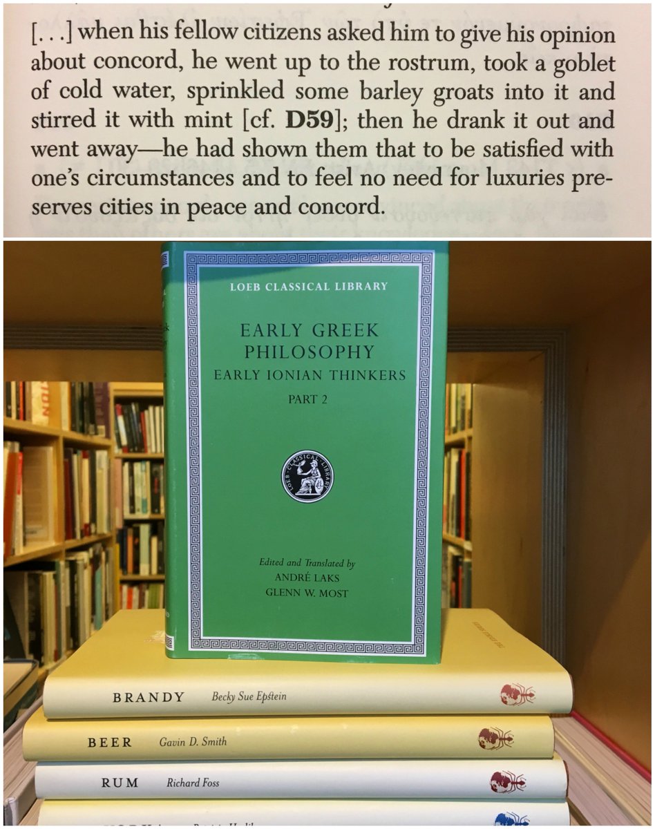 SeminaryCoop's tweet photo. Cocktails of barley groats and mint will NOT be featured TONIGHT at the Co-op at 6pm, for the culmination of the #ceLOEBration of the new edition of Early Greek Philosophy from @harvardpress! Find details about contests, prizes, and more at https://t.co/V9AcwEB27e. https://t.co/NMxm4uV5NR