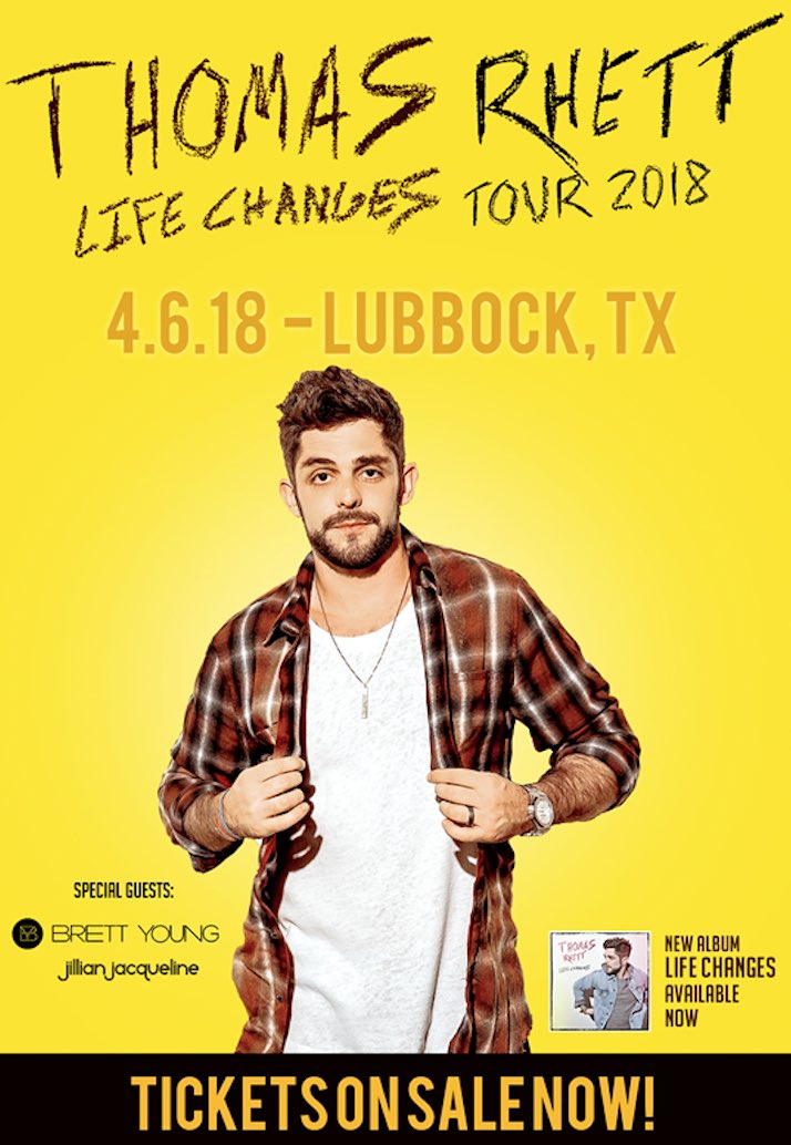 Lubbock, #LifeChanges tickets with <a href="/BrettYoungMusic/">Brett Young</a> &amp; <a href="/jillianjmusic/">Jillian Jacqueline</a> are on sale now! 
Here: bit.ly/2FjPrkD