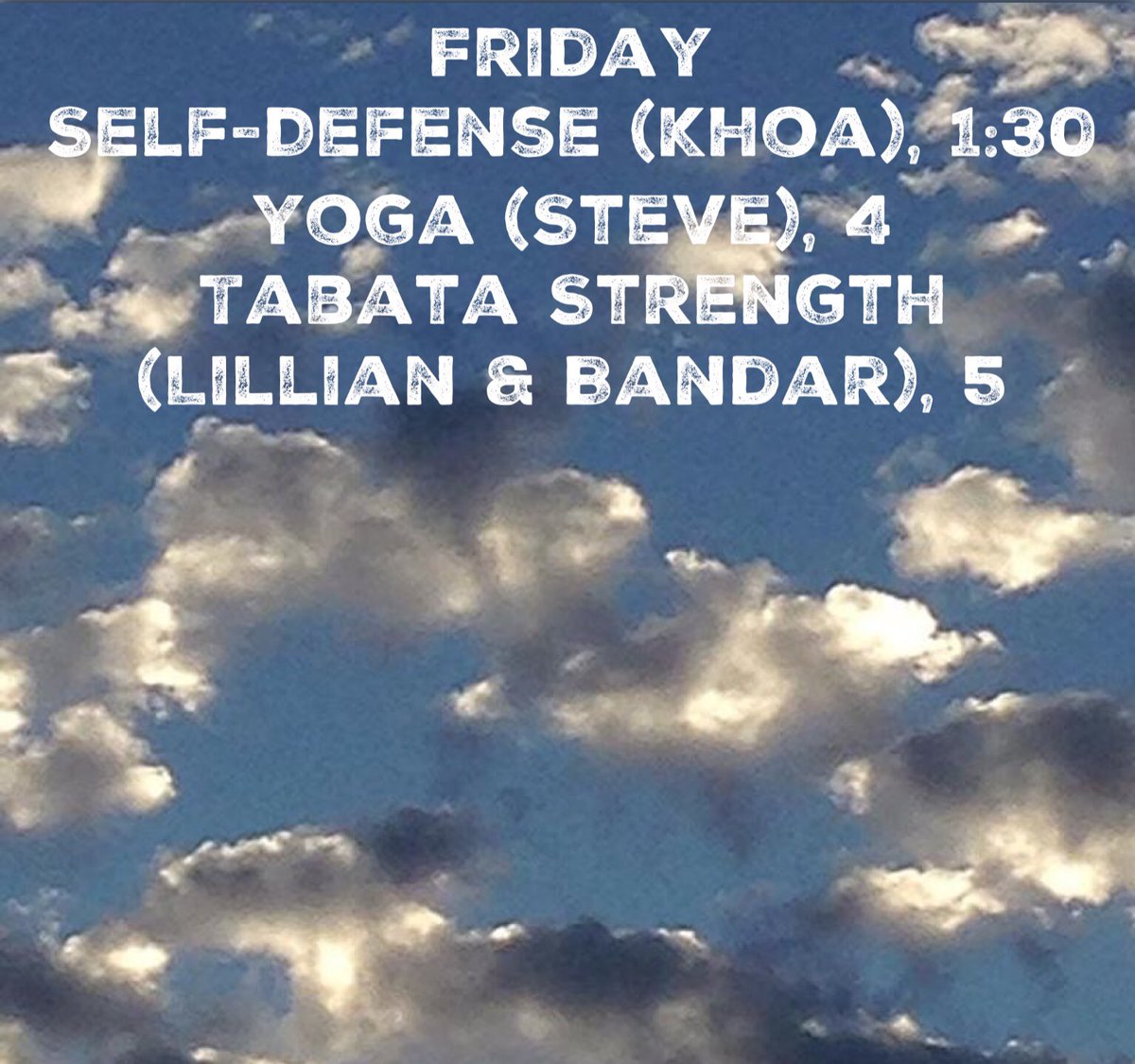 uofmcampusrec's tweet photo. Congratulations on finishing the first full week of the semester! Come on over for some #fitnessfriday fun before you head out for the weekend! #uofmemphis #runtotherec 🏃🏽♀️🏃🏾#selfdefense #yoga #yogaeverday #tabata #strength #tabatastrength #weekendvibes #tigerstrong https://t.co/pDP9Y5MPJU