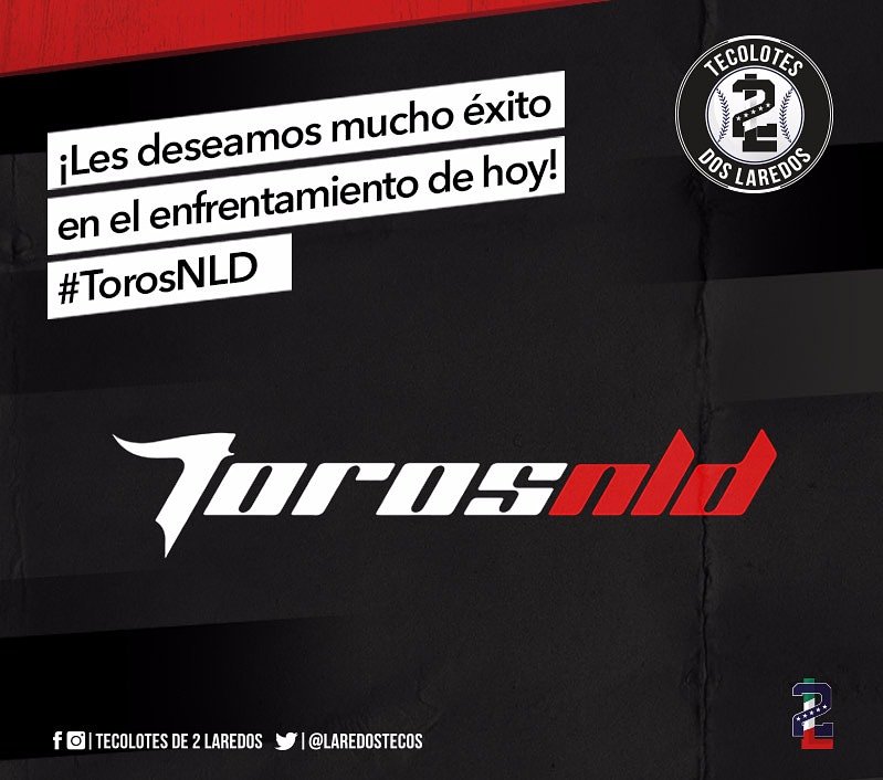 LaredosTecos's tweet photo. Mucho éxito a nuestros amigos de los @Toros_NLD en su juego de esta noche🏀
¡Vamos Toros!
#TorosNLD 🐃
#TecosNation 🌎 https://t.co/15CDYqUNdd