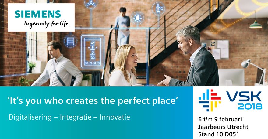 Van 6 t/m 9 februari is de VSK in de Jaarbeurs in Utrecht. Dinsdag 6 en woensdag 7 februari zal onze account manager Marcel Brandwacht aanwezig zijn op stand 10.D051 van <a href="/SiemensHVAC/">Siemens NL HVAC</a> . Gratis toegangskaarten verkrijgbaar op bit.ly/2Bvxlts Wij zien u graag op deze stand.