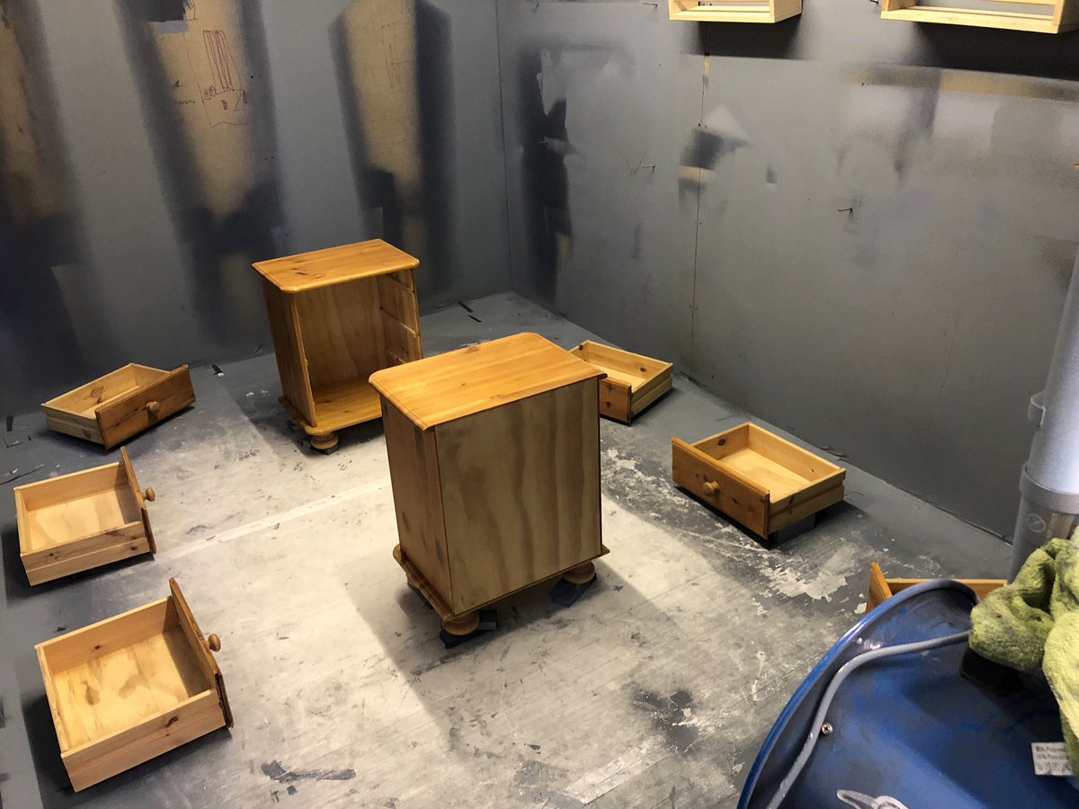 azurenotions's tweet photo. Furniture spraying Tikkurila Otex Akva - 2 bed side pine units & 3 spice racks. #azuresprayingservices #tikkurila #airless #gxff https://t.co/h4gzwgXeky