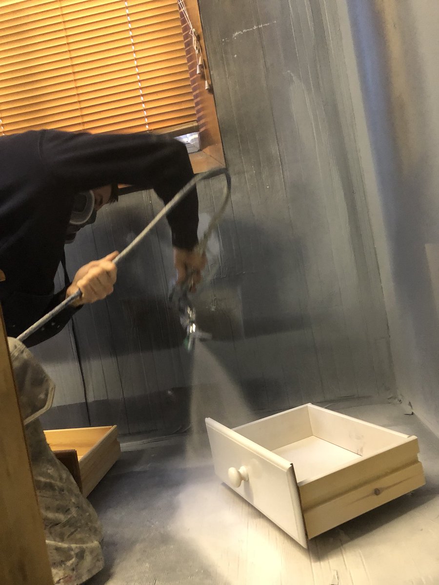 azurenotions's tweet photo. Furniture spraying Tikkurila Otex Akva - 2 bed side pine units & 3 spice racks. #azuresprayingservices #tikkurila #airless #gxff https://t.co/h4gzwgXeky