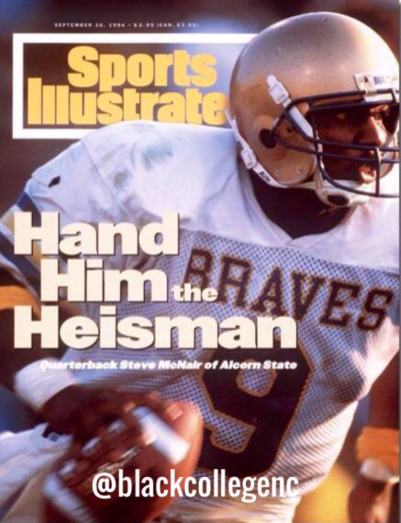 blackcollegenc's tweet photo. #FBF ๐๐๐๐๐Alcorn State University QB Steve McNair gracing the covers of Sports Illustrated in the September 1994 ๐๐๐๐๐#stevemcnair #alcornstate #alcornstatefootball #sportsillustrated #heismantrophy #blackcollegefootball #hbcufootball https://t.co/PAoBSaq1gR