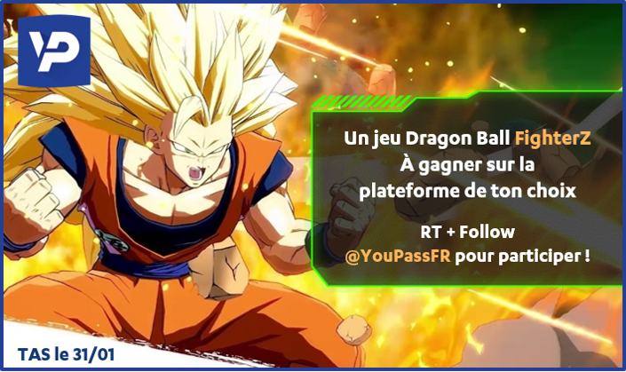 YouPassFR's tweet image. Un jeu dragon Ball #FighterZ à gagner sur la plateforme de ton choix 💥
(Dis nous laquelle après avoir RT)

Pour participer : 
RT + Follow @YouPassFR 💥

TAS le 31/01 💥