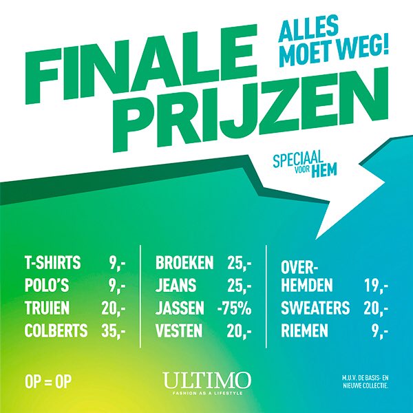 Ultimomode's tweet photo. Wij zijn gestart met onze finale prijzen. Dit zijn prijzen die je niet mag missen! Zorg dat je er snel bij bent want OP=OP #ultimomode #Oldenzaal https://t.co/woyLYg850m