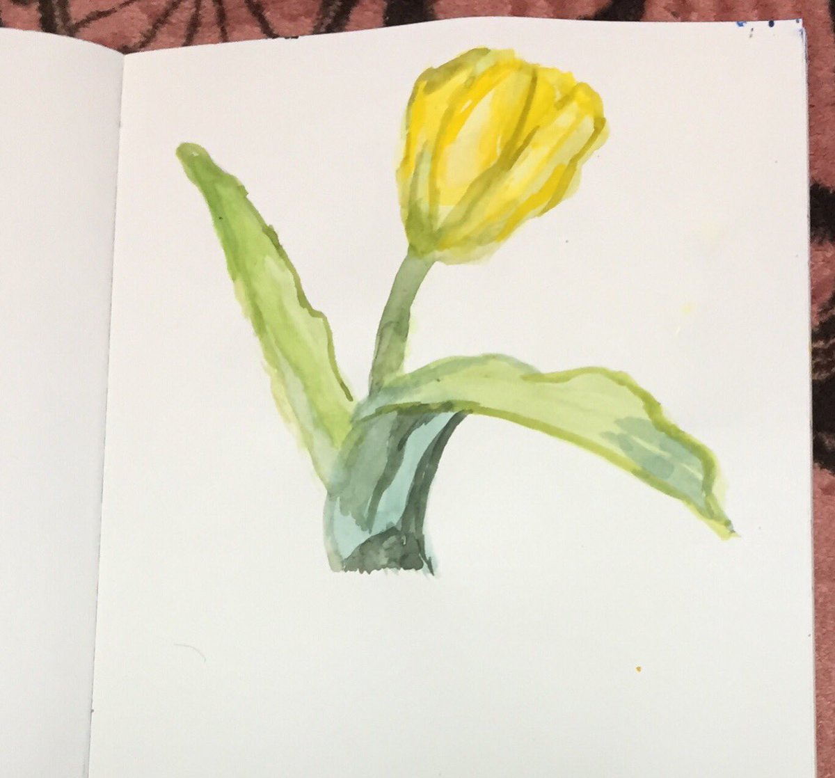 くらげ V Twitter 水彩絵の具だけでチューリップ Tulip チューリップ 花 花のある暮らし 黄色 Flower Flowerstagram Stilllife Stilllifepainting 静物画 水彩 Watercolor Watercolorpainting 40分間 40minutes 無加工 Photoftheday