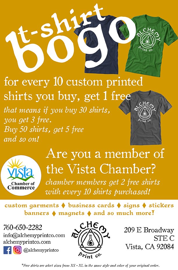 Vista Chamber On Twitter Alchemy Printing Is Running A Special
