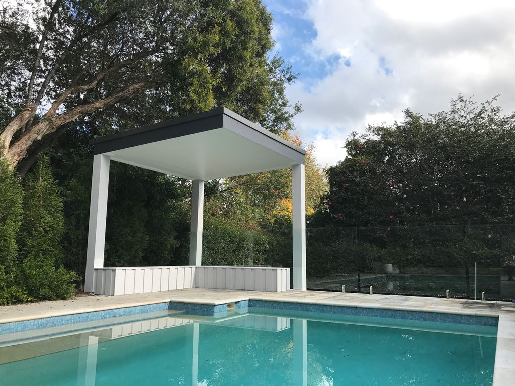 Patioland's tweet photo. Where are you sitting around your pool? Custom designed &amp; engineered to match the patio cover. #poolcabana #pymble #outdoorliving #pool #inspiringoutdoorlifestyle https://t.co/gw3YXBzguN
