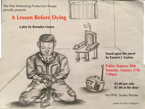 PikeSchools's tweet photo. Our @PikeHighSchool Performing Arts Department will present "A Lesson Before Dying" tonight &amp; tomorrow at 7 p.m. in the @PikePAC Studio Theatre. Tickets are $7 &amp; can be purchased at the door. Please support our talented students as they tell this heart wrenching story. #PikeProud https://t.co/Wkxj1oSpoT