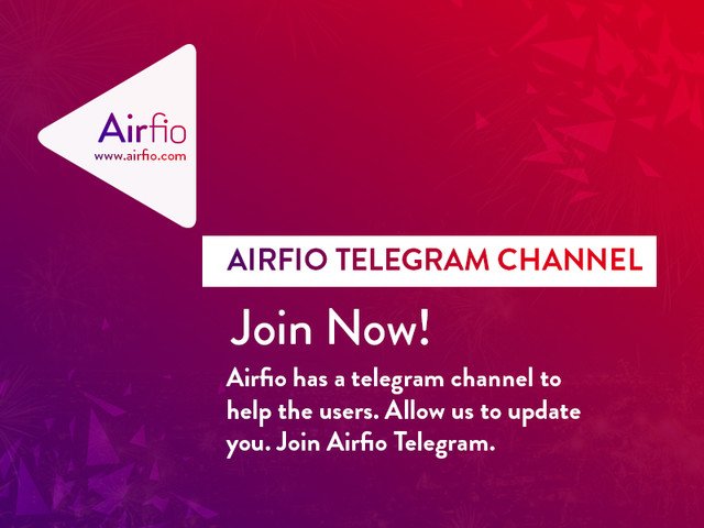 airfio's tweet photo. Airfio has a telegram channel to help users.  Allow us to update you.   
Join #Airfio #Telegram 
https://t.co/o0wvuPXYgl https://t.co/59qtRqfmpQ
