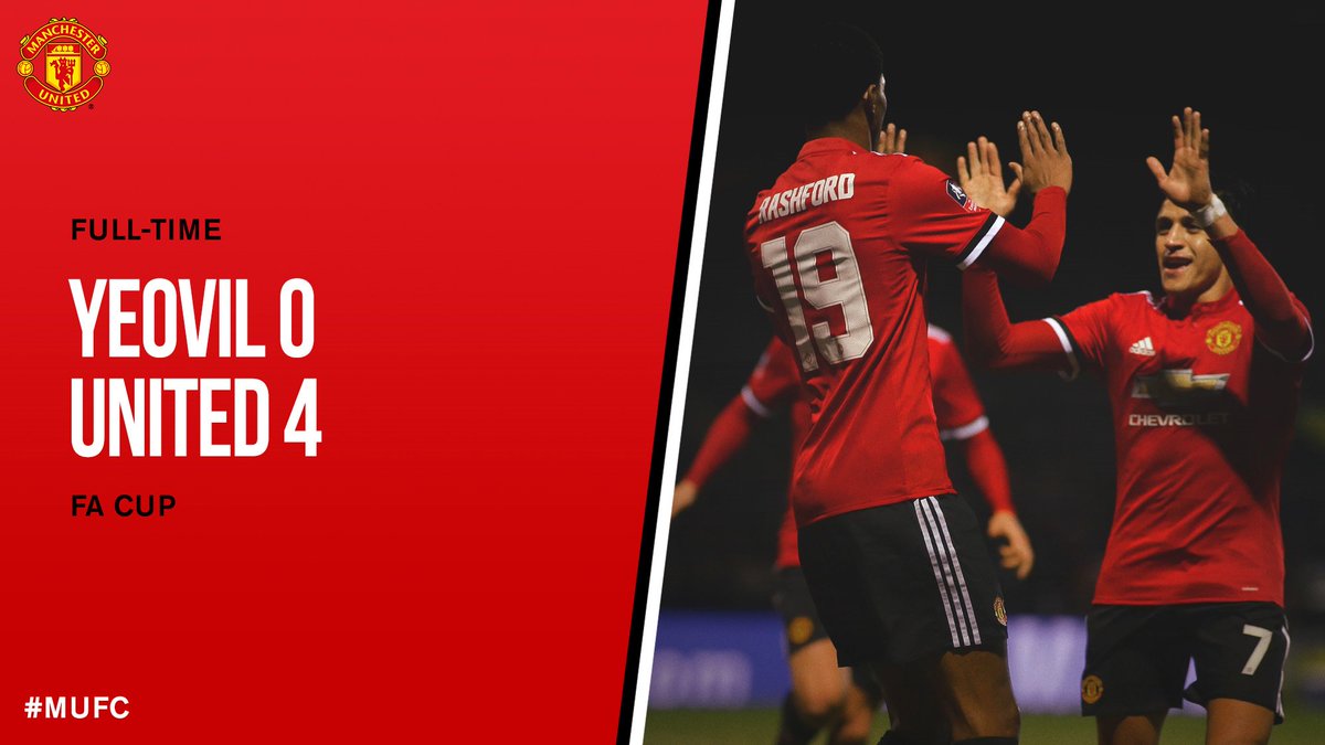 FT - Yeovil 0 #MUFC 4.

Goals from <a href="/MarcusRashford/">MR14</a>, <a href="/AnderHerrera/">Ander Herrera</a>, <a href="/JesseLingard/">Jesse Lingard</a> and @RomeluLukaku9 see us safely into the #FACup fifth round!