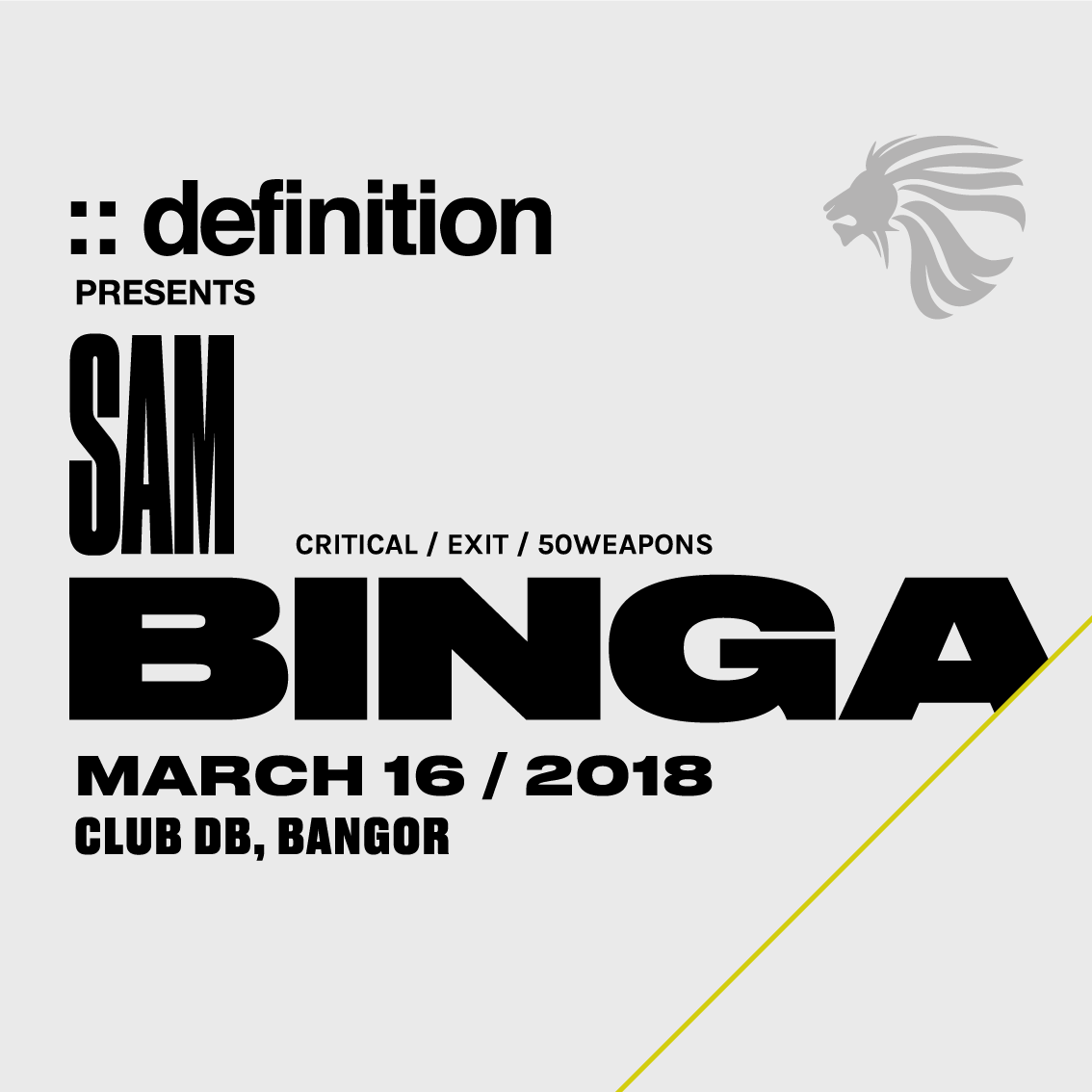definitionHQ's tweet photo. First event of 2018... ::defHQ present Sam Binga, 16th March 2018.  See you at the front! https://t.co/qmetGmjy1u https://t.co/0VReFbcGBr