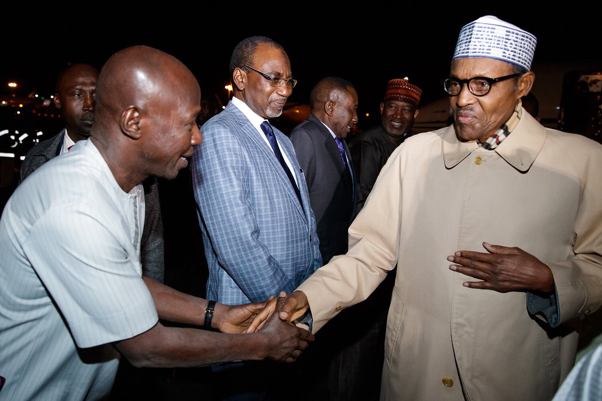 NGRPresident's tweet photo. President @MBuhari has arrived Addis Ababa, Ethiopia, ahead of his participation in the 30th Ordinary Session of the Assembly of Heads of State and Government of the @_AfricanUnion #PMBAtAU https://t.co/DxUt7KwDuB