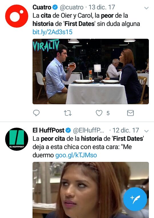 SostieneNatalia's tweet photo. La frecuencia con la que se bate el record de peor cita de la historia en First Dates está empezando a empatar con la de partidos de fútbol del siglo.
#FirstDates545 https://t.co/x40ZQt2akf