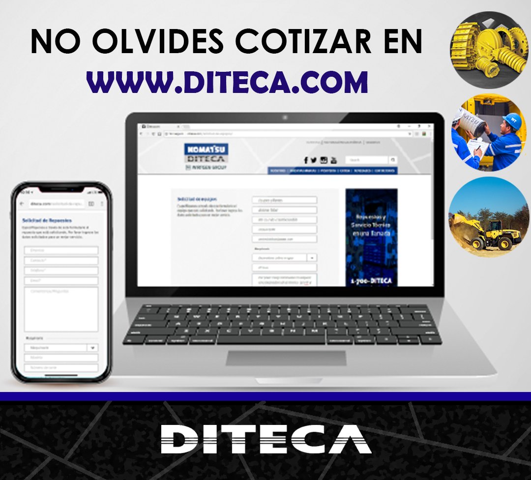 DitecaKomatsu's tweet photo. Les recordamos que a través de nuestra página web pueden solicitar sus cotizaciones de equipos, repuestos y/o servicios. #DITECA #SERVICIO #EQUIPOS #MAQUINAS #REPUESTOS #COTIZA #KOMATSU #WIRTGENGROUP #DIECI #ECUADOR #MAQUINARIA #CONSTRUCCION #MINERÍA https://t.co/IOi4Ol6xCX