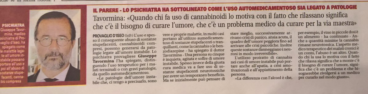 GiuTavor's tweet photo. Dal "Chiari Week", settimanale della Franciacorta, di oggi, commentando la legalizzazione della cannabis. https://t.co/ukwr2wVKBq