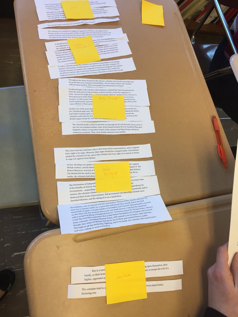 mrsstarrcms's tweet photo. Students took on the challenge of putting the elements of a great essay back together! #connectcms https://t.co/s560GLTroL