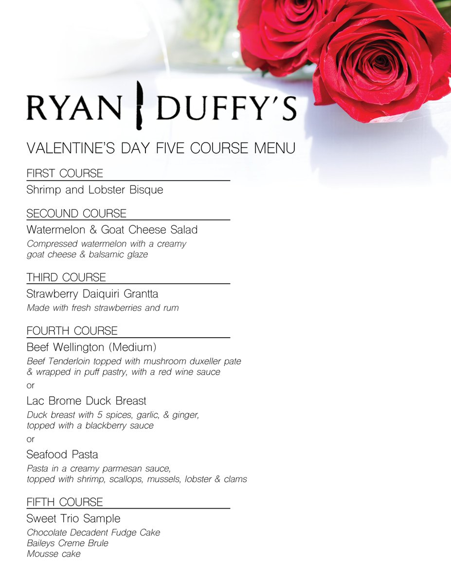 Check it out! We're doing a one time only five course dinner just for Valentine's Day!  Give us a call to book your reservation at 642-5586. #SaintJohn #LoveLifeUptown #SaintAwesome