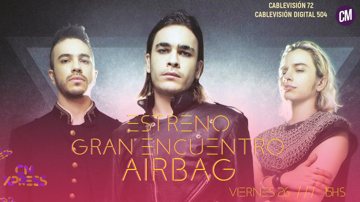 CMMUSICAOK's tweet photo. HOY /// En #CMXpress mirá el nuevo video de @AIRBAGoficial #GranEncuentro 🔥🔥 Desde las 15hs con @PaolaPrenat @Gabymateo_ok @walleTV 🤙🏼🤙🏼 https://t.co/CdbfD3MaGu