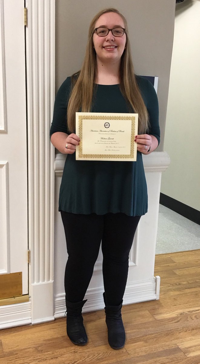 WorldLangUC's tweet photo. Congratulations to Madison Garrett, who won first place overall in the @AATFrench national French week essay contest! https://t.co/ieY0gN444b