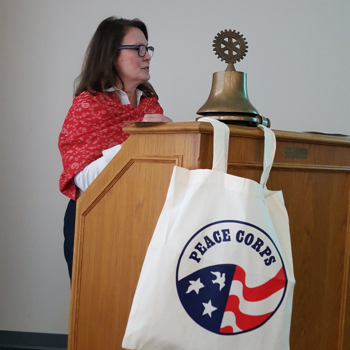 RCMonticello's tweet photo. Mary Kaczka is telling us about her @PeaceCorps experience in Azerbaijan. #rotary #peacecorps #fridaylunch https://t.co/fsPYFfpAIb