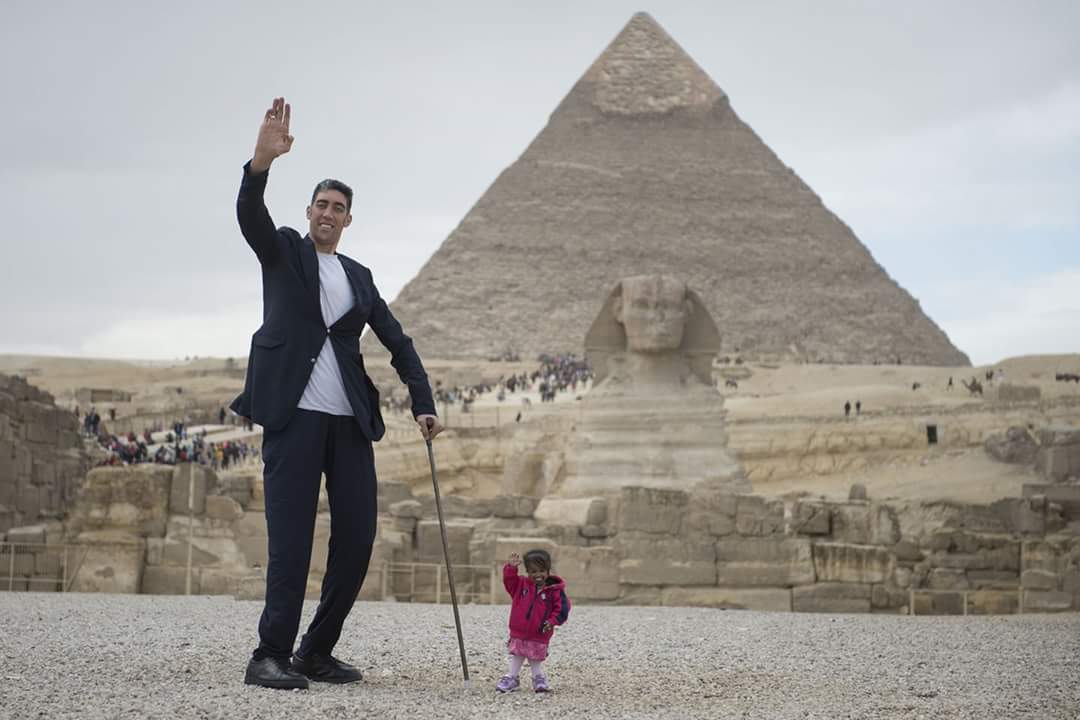 mfathy_'s tweet photo. أطول رجل في العالم، التركي سلطان كوسين، ٢٤٣ سم، وأقصر امرأة في العالم، الهندية جيوتى أمجى، ٦٢.٨ سم، في زيارة للأهرامات.
Photo by Mohamed Hossam Eldin https://t.co/39EDKPtuYb