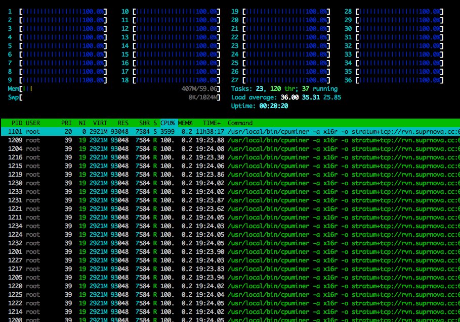 dmsp_services's tweet photo. Playing around with some sort of larger cpu #miner and trying to get some #ravencoin with it. Using my dockerized multi-threaded #cpuminer for this... #crypto #cryptocurrency #cryptocurrencynews #cryptomining #mining #miners https://t.co/enapEntP6Z