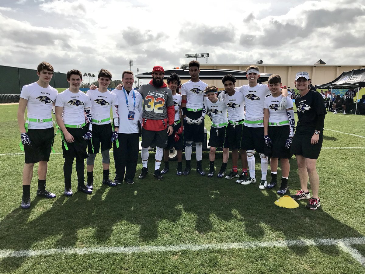 Ravens's tweet image. .@weddlesbeard stopped by to wish our boy’s flag football team good luck at the #FLAGChampionships.