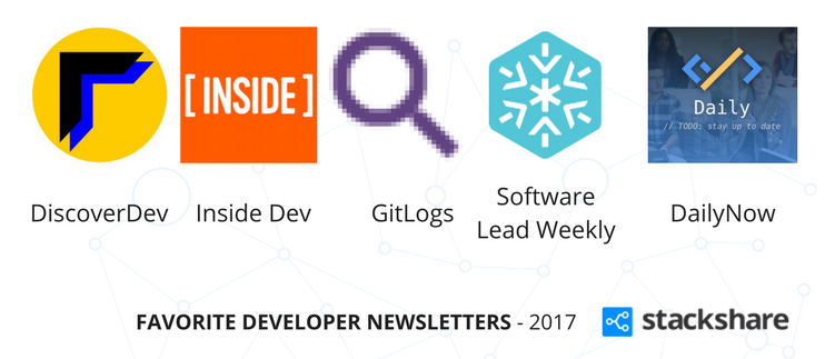stackshareio's tweet photo. And our favorite Developer Newsletters of 2017:

@discoverdev_io
@inside
@TrellisHQ (gitlogs)
@swleadweekly
@idoshamun (daily now)

https://t.co/Z0zwpClNPp https://t.co/OoyTBljeuv