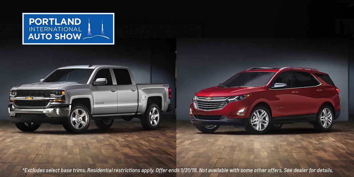 wentworthchevy's tweet photo. See the 2018 #Silverado and the all-new 2018 #ChevyEquinox @PDXautoshow and don’t forget to ask about available $1,000 Auto Show Bonus Cash.* https://t.co/oSiXYMFMMZ https://t.co/5vOsyMxcOu