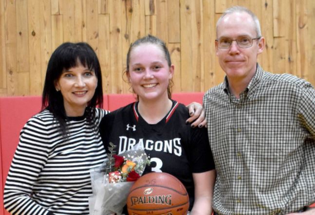 SportsNDN's tweet photo. '@DragonsofSG senior forward Michaela Sullivan of Middletown, who will play for @MiddAthletics next season, eclipsed the 1,000-point plateau for her career. https://t.co/tWotIc6HYu https://t.co/HD81cpPlRd