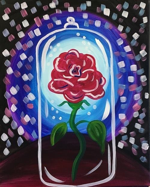 Your Saturday night plans just got more fun! Perfect for painters age 12 and up. "Enchanted Rose" - January 27 at 6pm. $30pp. 
- - - - - - - - - - - 
RSVP: bit.ly/2DyfPGN.