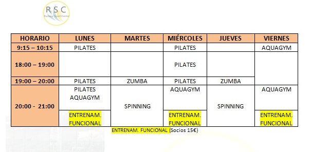 Un buen propósito es sacar tiempo para ti. Te recordamos el horario de nuestras actividades colectivas. Radazul Sport Center.
