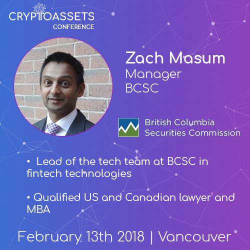 cryptoassetsvan's tweet photo. Speaker Feature: Very pleased to have Zach Masum from @BCSC_Info share his perspective on regulation and governance in crypto. Find out more https://t.co/UaSqCWfYA0 https://t.co/FjFgWpL1rw
