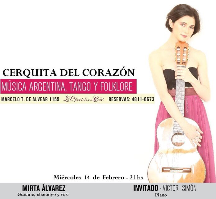Próximo concierto en “La Biblioteca Café” 14 de Febrero!!