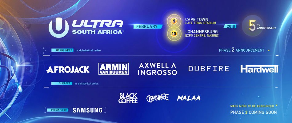 djshaoficial's tweet photo. EL LINE UP DE #ULTRASOUTHAFRICA 2018 ESTA AQUI🌍🌍 https://t.co/4OnV2elpCG