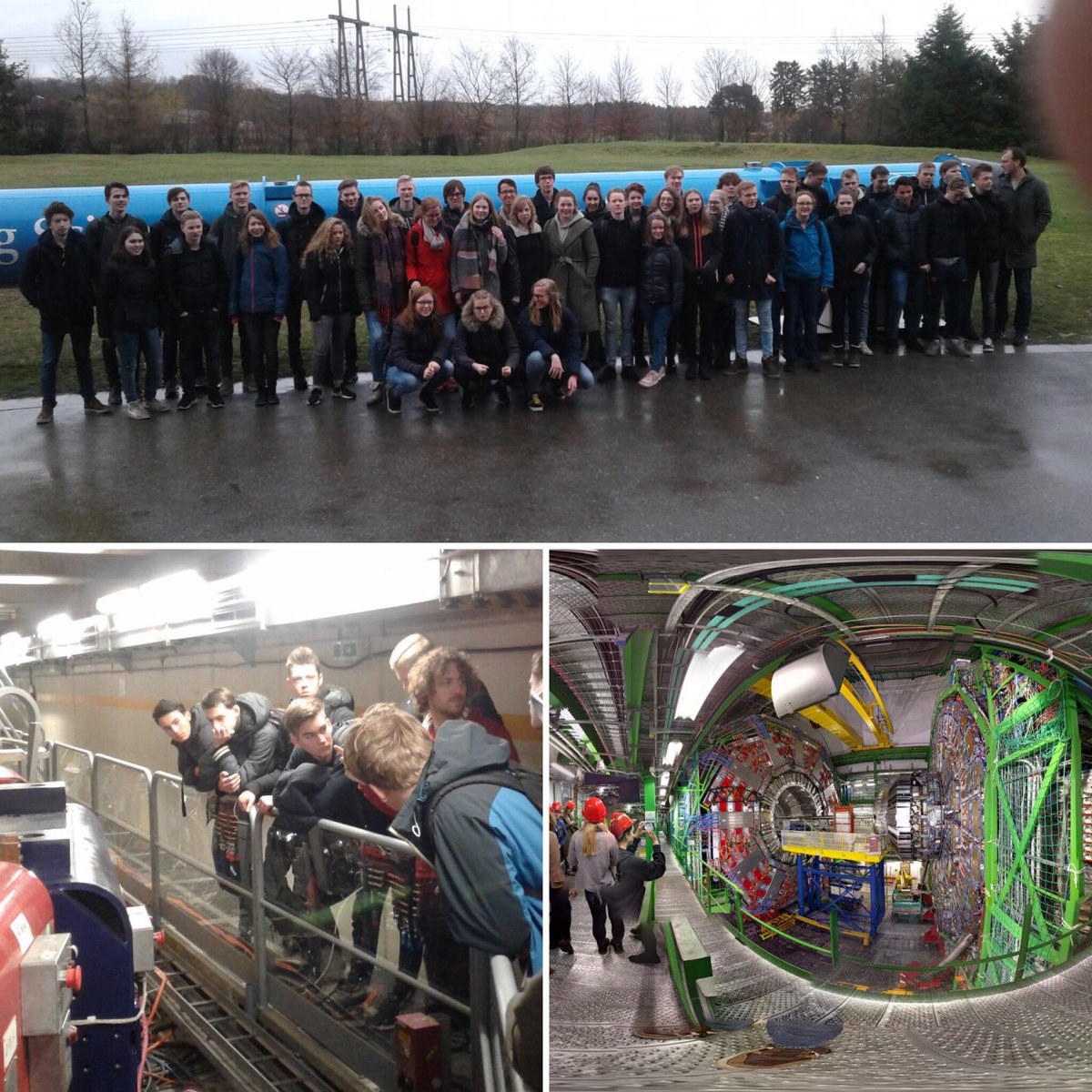 StrabrechtColl's tweet photo. V6 is op een indrukwekkende excursie in #CERN, #Genève. Groepsfoto voor de Tube. #cmsdetector #deeltjesversneller #antimatterfactory #internationalisering https://t.co/h8YlhpCvF5