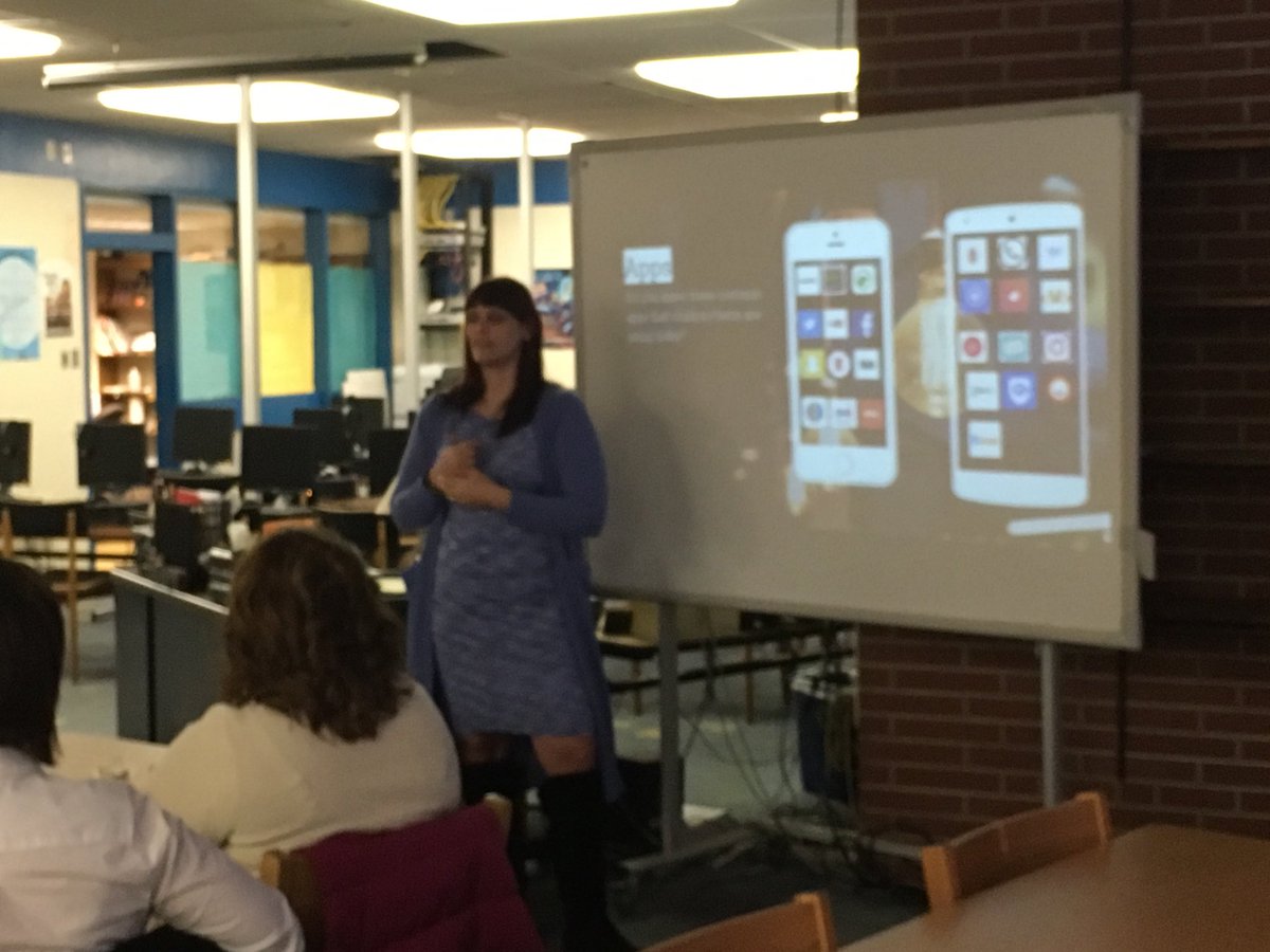 kwschrag's tweet photo. Mrs. Hedderman, @WEARECMS25 counselor, shares info on current apps with @CanonMacSchools Parent Council attendees this morning. https://t.co/d1TwINxhRy