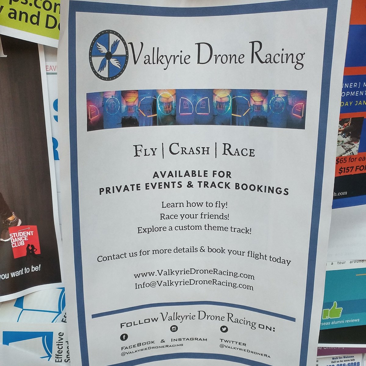ValkyrieDroneRa's tweet photo. Getting the word out about our drone flying! See our posters on the University of Calgary public boards, and check out when our next track dates will be! 

#dronelife #comejointhefun #calgary #uofc #yyc #valkyriedroneracing #fpv #advertizing #poster https://t.co/KGDdlfsX6d
