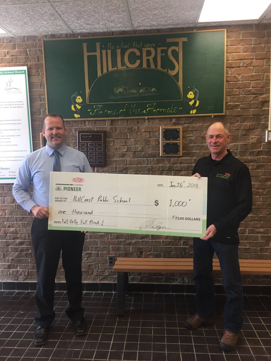 A huge thank you to DuPont and Pioneer for the generous donation to our school nutrition program <a href="/PsHillcrest/">Hillcrest PS</a> ! What great community partners! <a href="/kprschools/">KPRDSB</a>