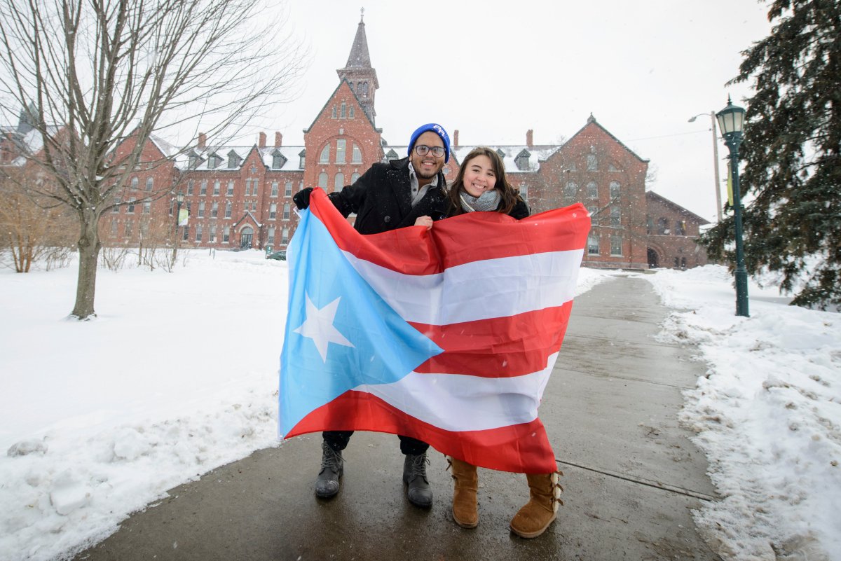uvmvermont's tweet photo. We're happy to welcome two students from Puerto Rico, continuing their studies at #UVM at no cost as their home colleges rebuild post-Hurricane Maria https://t.co/iYO98mOFlh https://t.co/tvnVFAigbG