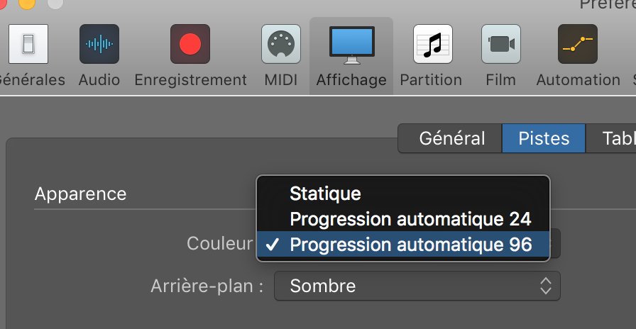 Dans #LogicProX 10.4, on peut faire des beaux dégradés de couleurs de pistes !