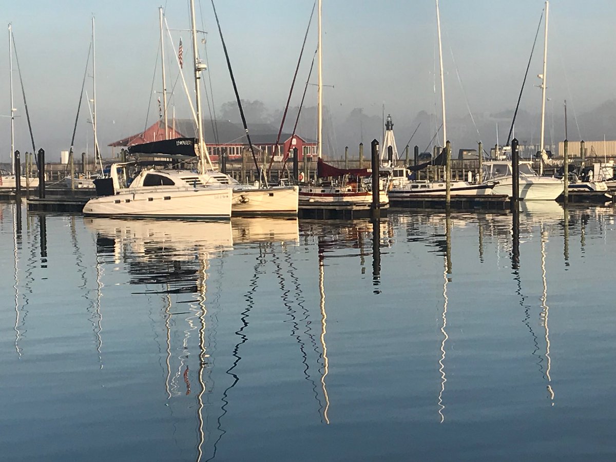 Cape Charles, Virginia (Eastern Shore) in the morning as the fog fades and the sun rises.