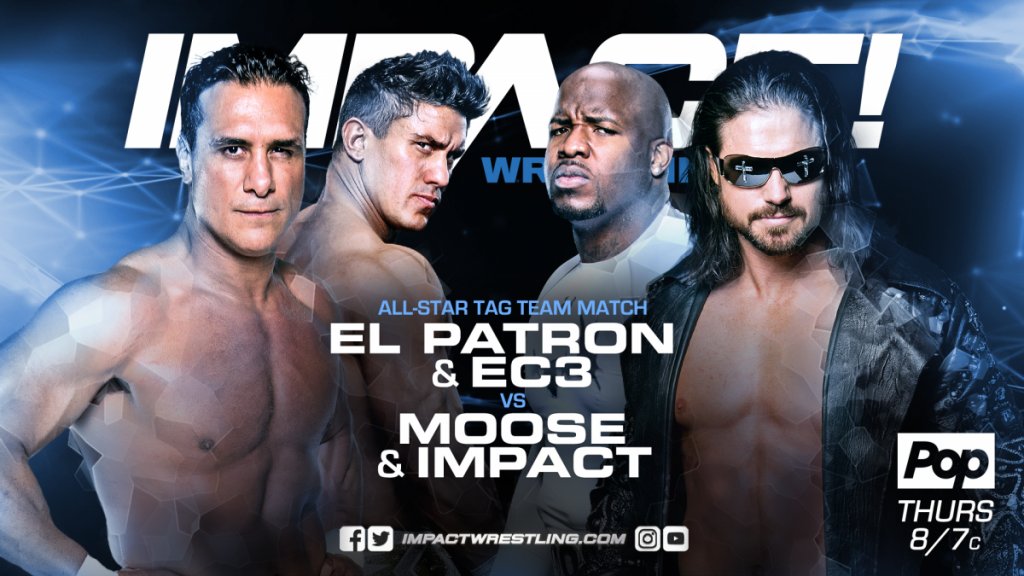 ThisIsTNA's tweet photo. A HUGE All-Star tag team match has been confirmed for next week's #IMPACTonPOP! 

@PrideOfMexico and @therealec3 will face off against @TheMooseNation and @TheRealMorrison! https://t.co/rHrHAEHFlE has more.

HERE:https://t.co/atihV0d5Q1 https://t.co/Jz19MpBYkH